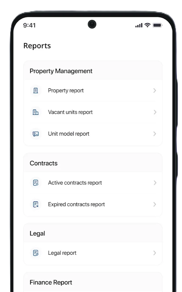 RealEstateApp Reports Screen